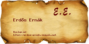 Erdős Ernák névjegykártya
